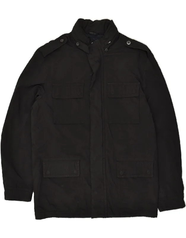 TOMMY HILFIGER Mens Padded Jacket UK 38 Medium Black Polyester