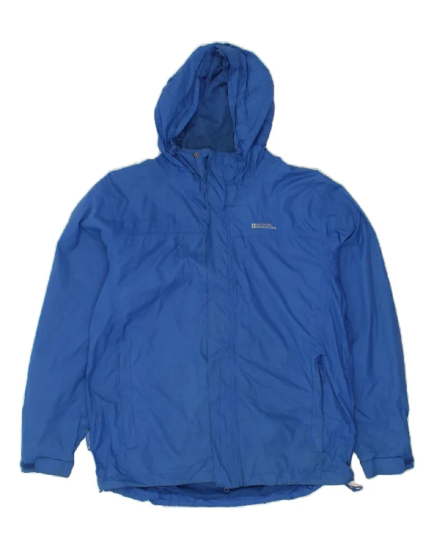 MOUNTAIN WAREHOUSE Mens Hooded Rain Jacket UK 38 Medium Blue Nylon