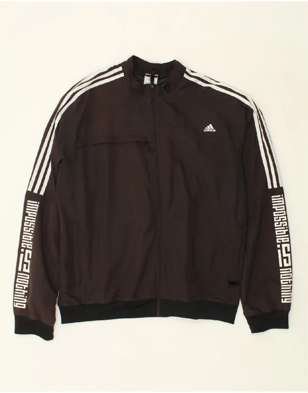 ADIDAS Mens Climalite Graphic Bomber Jacket UK 42 XL Black Polyester