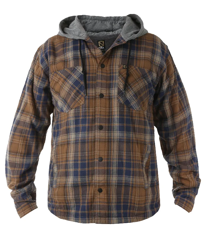 Men's Hooded Fleece Lined Flannel Shirt Jacket