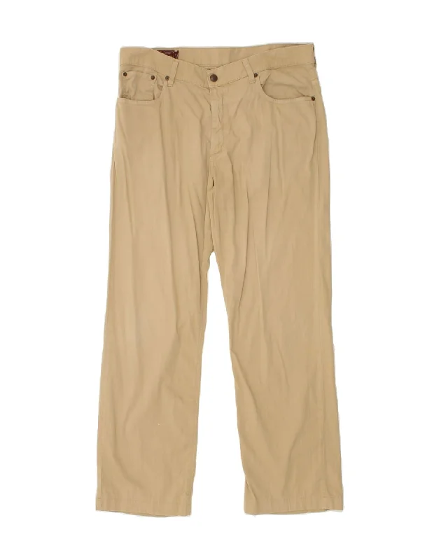 MARLBORO CLASSICS Mens Straight Casual Trousers W36 L34 Beige Cotton