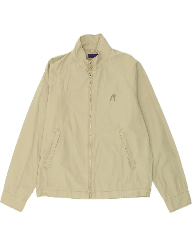 REPLAY Mens Bomber Jacket UK 40 Large Beige Cotton