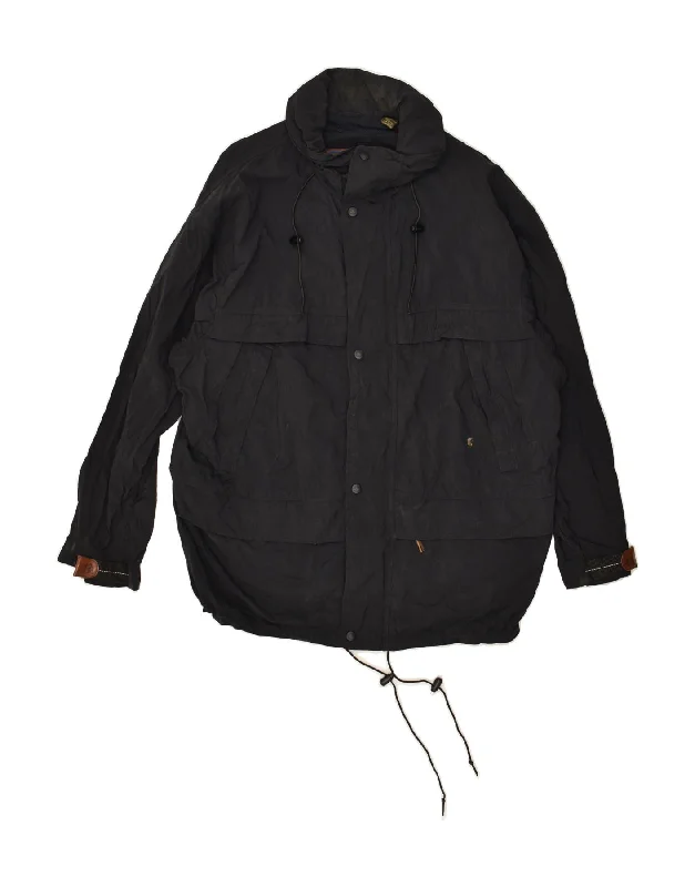 TIMBERLAND Mens Hooded Rain Jacket UK 40 Large Black Nylon