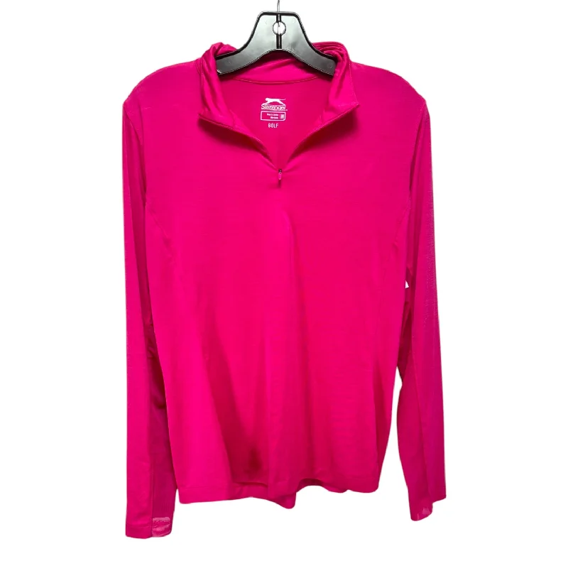 Athletic Top Long Sleeve Collar By Slazenger In Pink, Size: M