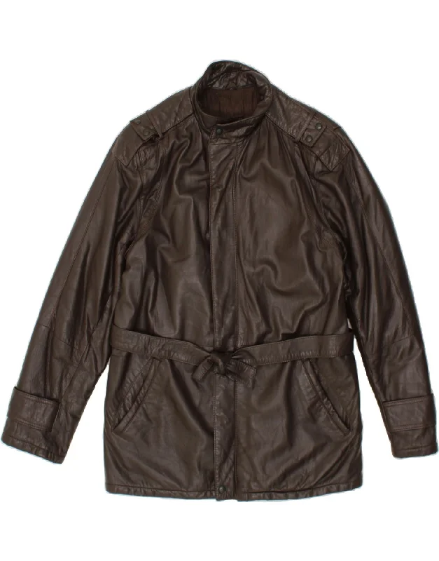 ESSEBI Mens Leather Jacket IT 50 Large Brown Leather