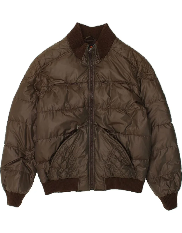 ELLESSE Mens Padded Jacket UK 42 XL Brown Polyester