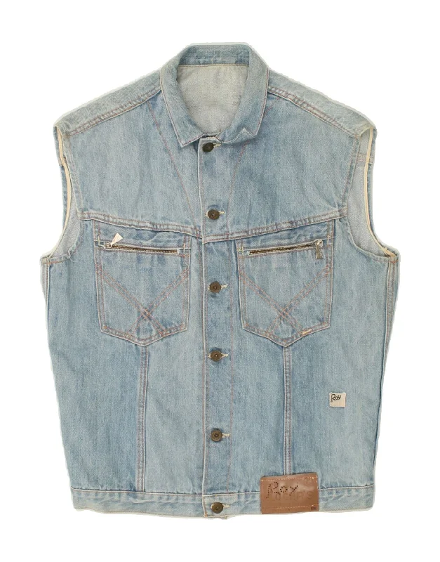 ROY ROGERS Mens Denim Gilet UK 38 Medium Blue