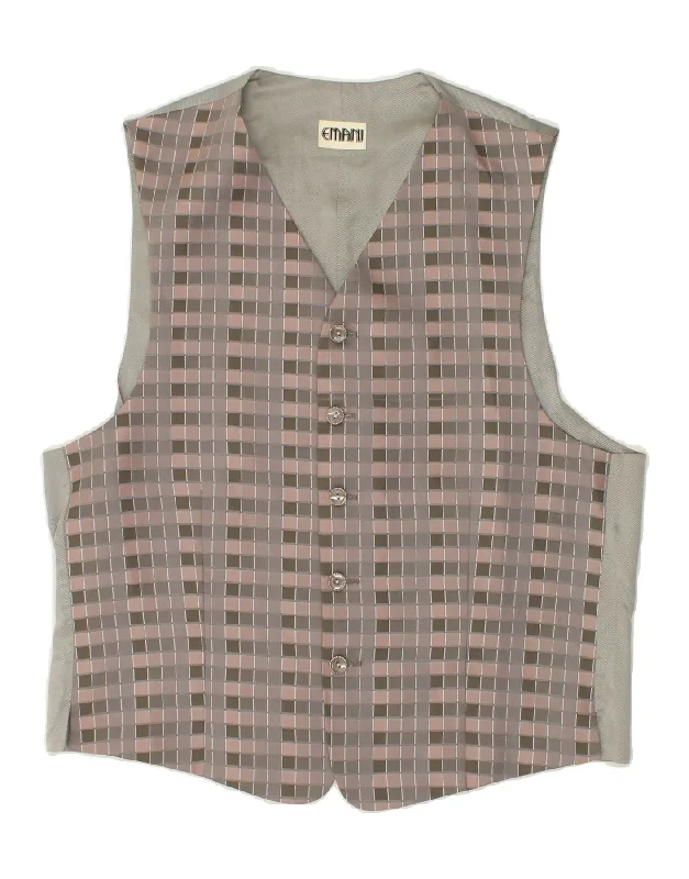 EMANI Mens Waistcoat Medium Grey Check