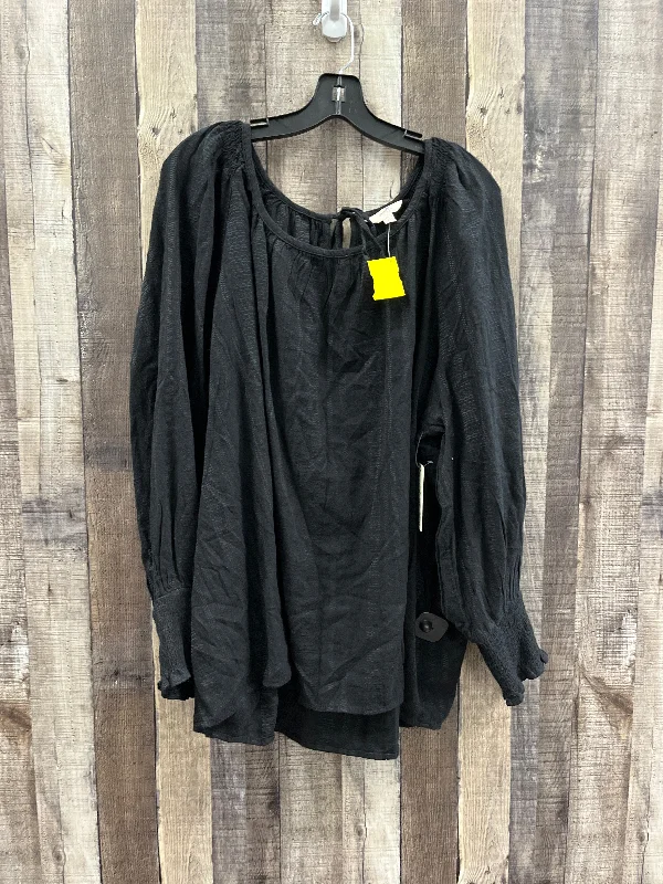 Top Long Sleeve By Terra & Sky In Black, Size: 4x