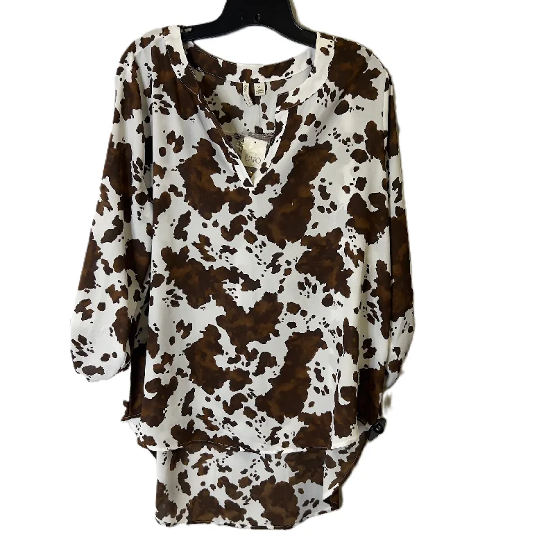 Top Long Sleeve By Cato In Animal Print, Size: Xl