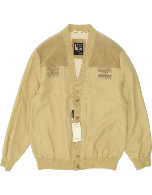 PEDRO BERNAT Mens Bomber Jacket EU 52 XL Beige Linen