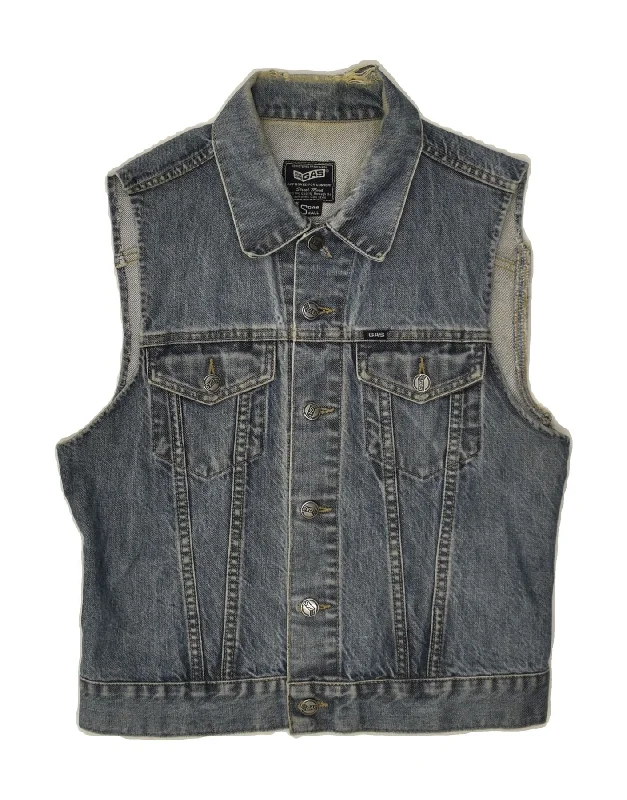 GAS Mens Denim Gilet UK 10 Small Blue Cotton