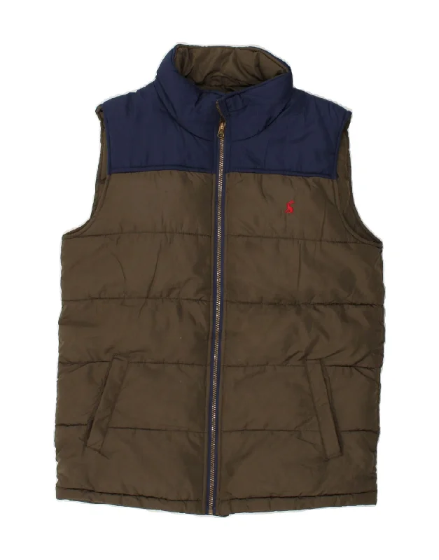 JOULES Mens Padded Gilet UK 36 Small Brown Colourblock