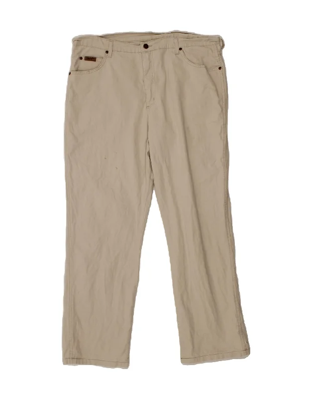 WRANGLER Mens Straight Casual Trousers W38 L31 Beige Cotton