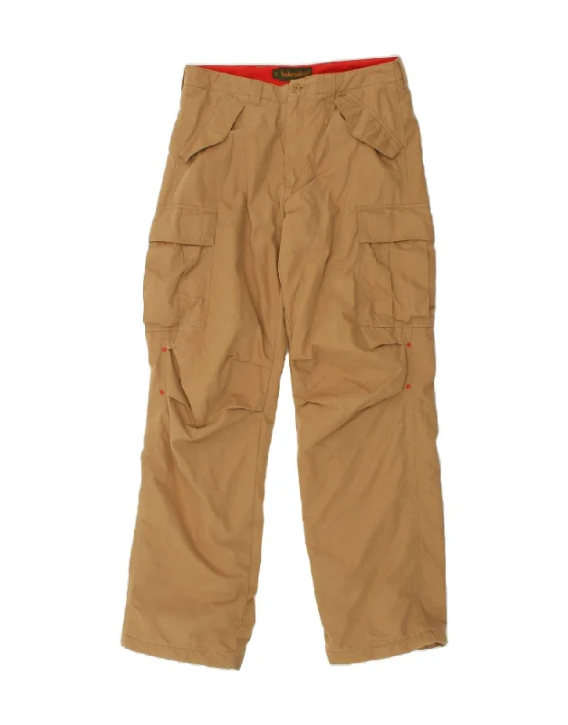 TIMBERLAND Mens Straight Cargo Trousers W31 L32 Brown Cotton