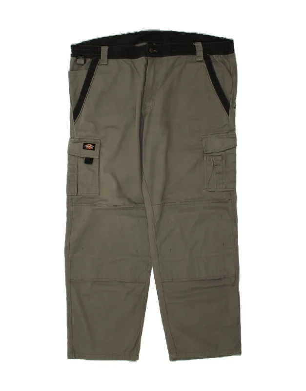 DICKIES Mens Workwear Straight Cargo Trousers W44 L31 Grey Polyester