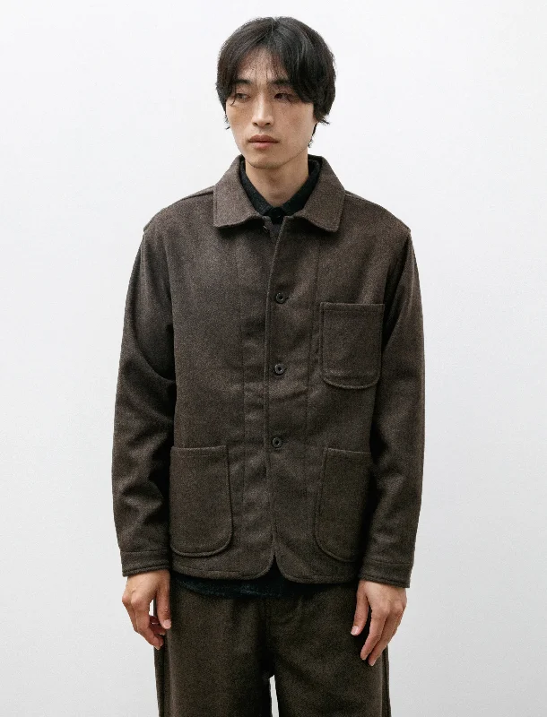 Three Pocket Jacket Brushed Cashmere Wool Olive Black