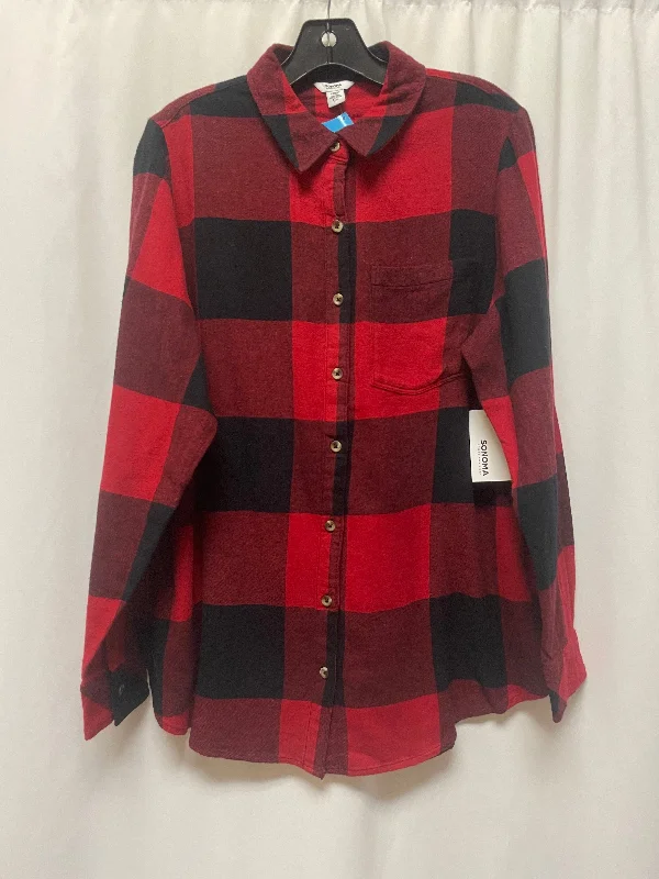 Top Long Sleeve By Sonoma In Red, Size: 0x