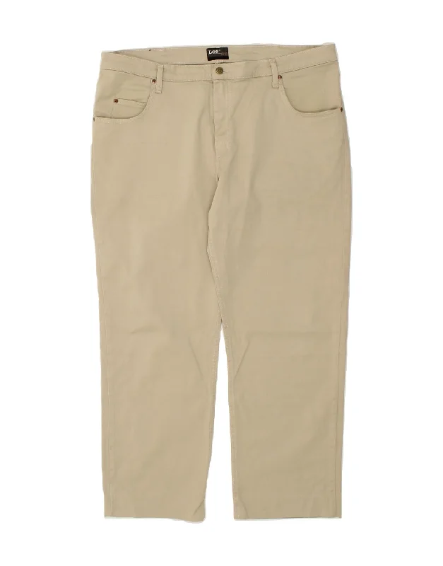 LEE Mens Straight Casual Trousers W42 L30 Beige Cotton