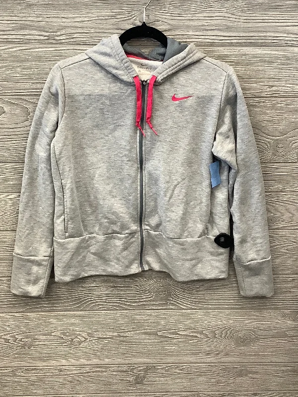 Athletic Top Long Sleeve Hoodie By Nike Apparel In Grey, Size: M