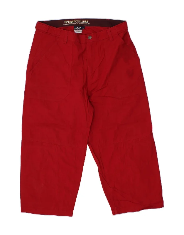 O'NEILL Mens Straight Capri Trousers W32 L22  Red Cotton