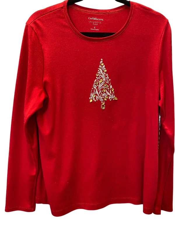 Top Long Sleeve By Croft And Barrow In Red, Size: L