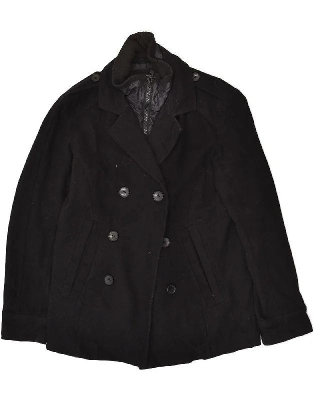 JULES Mens Pea Coat UK 38 Medium Black Wool