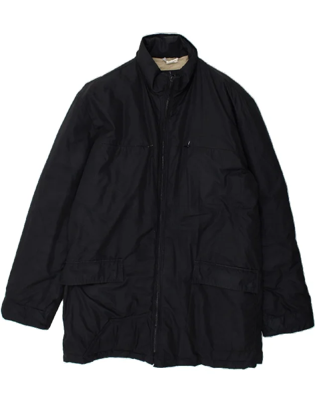 TRUSSARDI Mens Padded Coat IT 54 2XL Navy Blue Polyester