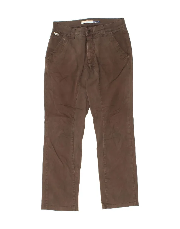 TRUSSARDI Mens Straight Chino Trousers IT 48 Medium W32 L30 Brown Cotton