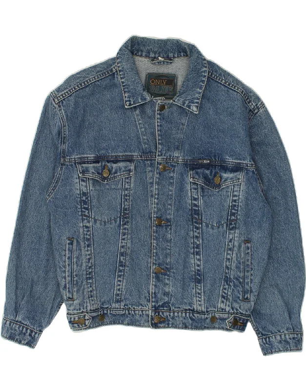 VINTAGE Mens Oversized Denim Jacket UK 36 Small Blue Cotton