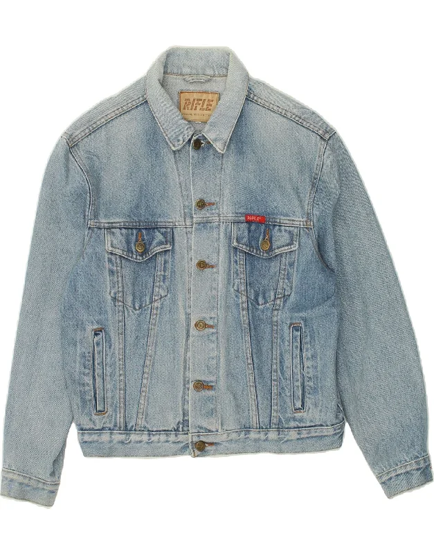 RIFLE Mens Denim Jacket UK 38 Medium Blue Cotton