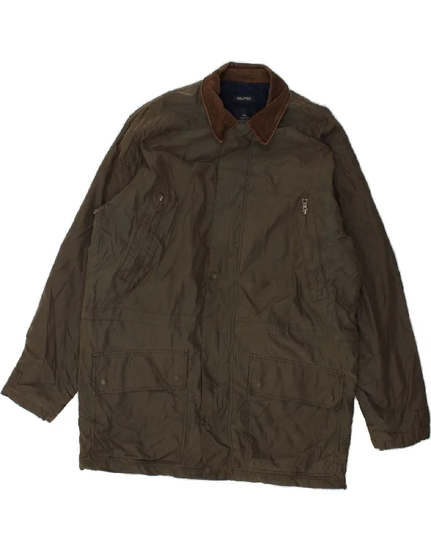 NAUTICA Mens Utility Jacket UK 42 XL Khaki Nylon