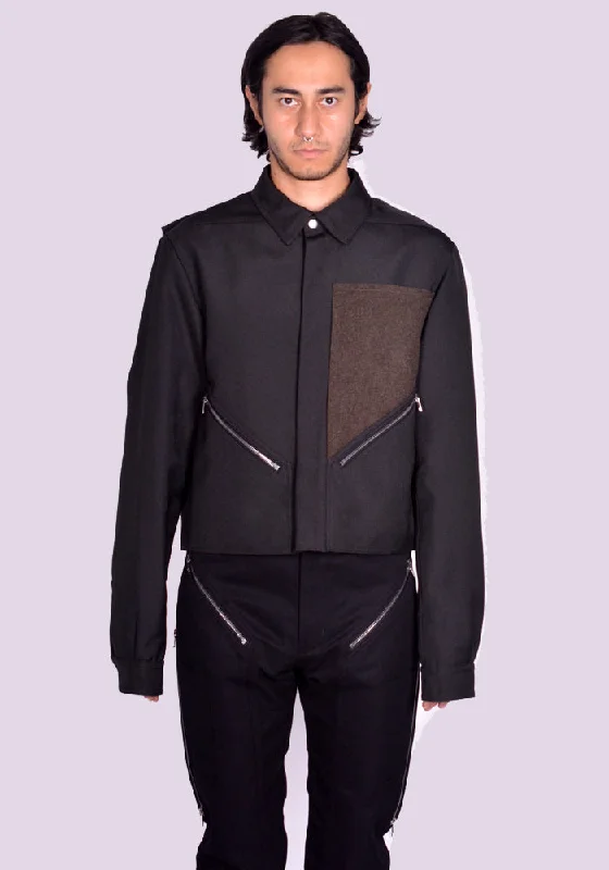 RICK OWENS MEN RR02D6743 090409 TOUR ALICE JACKET BLACK/BROWN