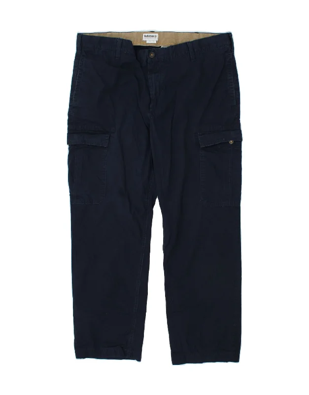 TIMBERLAND Mens Straight Cargo Trousers  W38 L27 Navy Blue Cotton