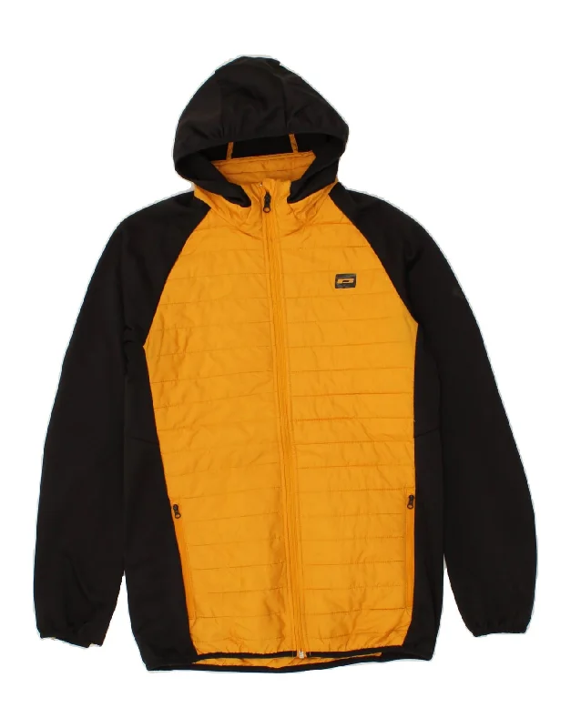 JACK & JONES Mens Hooded Padded Jacket UK 38 Medium Orange Colourblock