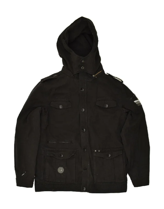 O'NEILL Mens Military Hooded Padded Jacket UK 38 Medium Black Cotton