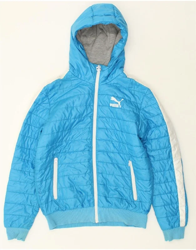 PUMA Mens Hooded Padded Jacket UK 36 Small Blue Polyester