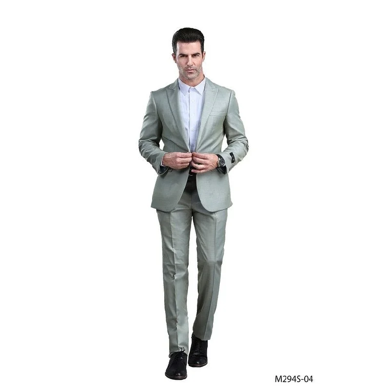 Men Suit 2 Pieces Peak Lapel Slim Fit Suit