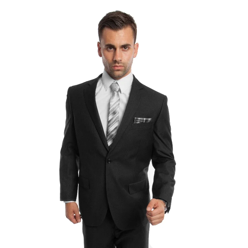 Men's Suit 2 Pcs. Modern Fit Solid Notch Lapel Two Button Suit