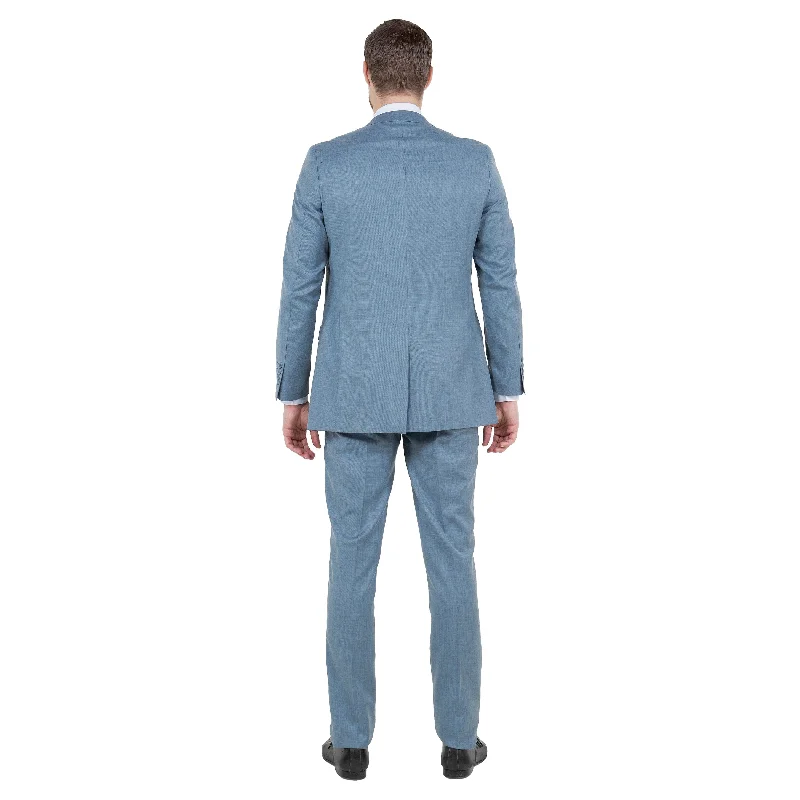 Men's 2-Piece Slim-Fit Solid Textured Suit Set, Smoke Blue