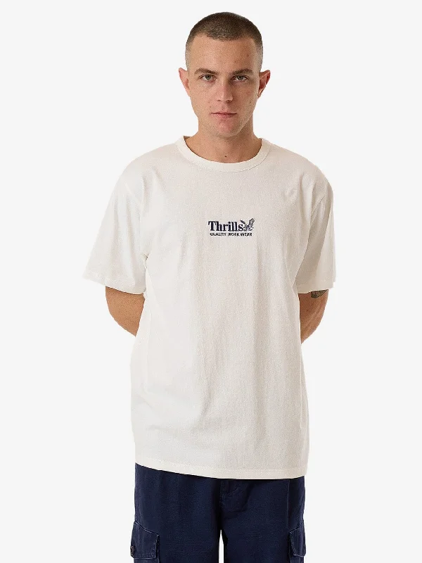 Thrills Workwear Embro Merch Fit Tee - Dirty White