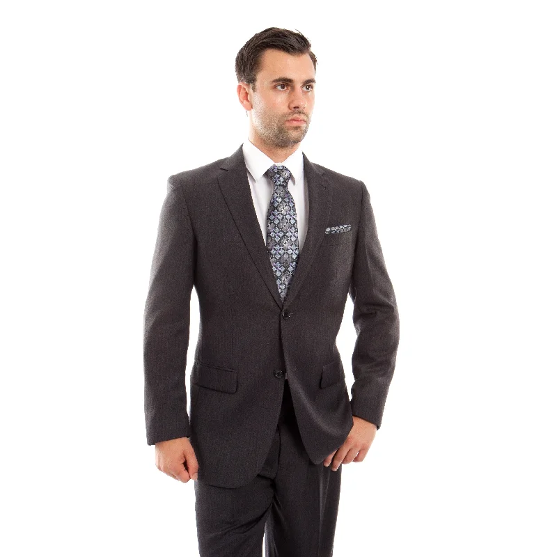 Mens Suits 2 Pcs. Solid Modern Fit 2 Button Herringbone Suits