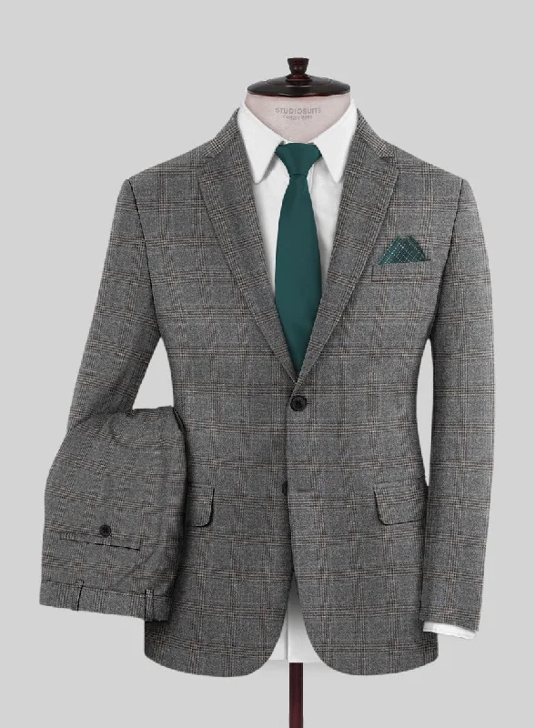 Italian Lark Gray Checks Flannel Suit