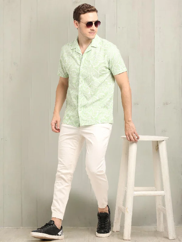 Men Printed Half Sleeve Cotton Shirt