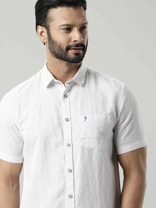 Men Printed Half Sleeve Linen Blend Shirt