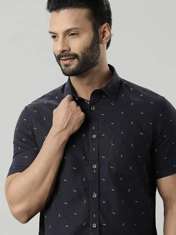 Men Printed Half Sleeve Linen Blend Shirt