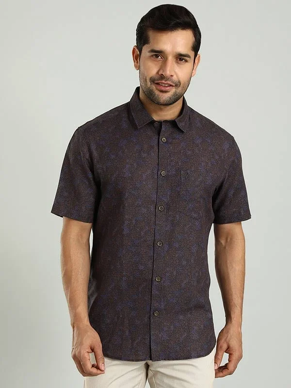 Men Printed Half Sleeve Linen Blend Shirt