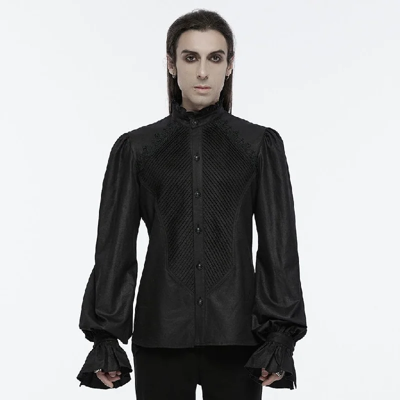 Men's Gothic Crochet Bubble-Sleeved Shirt