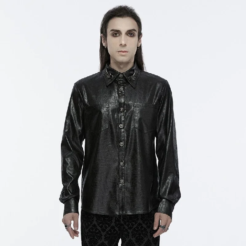 Men's Gothic Skull Metal Buckle Shirt