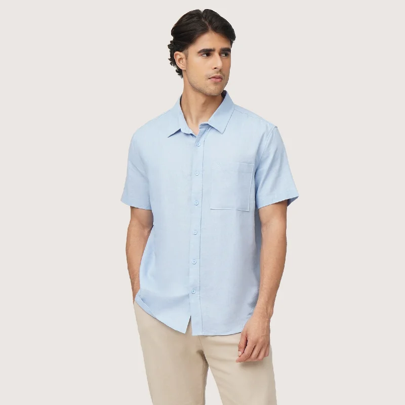 Regular Fit Shirt In Linen Viscose With Patch Pocket